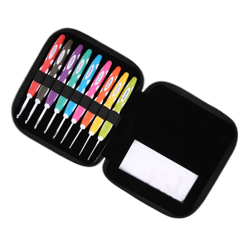 9PCS Crochet Hooks Set Knitting Smooth Needle Tools Ergonomic Plastic