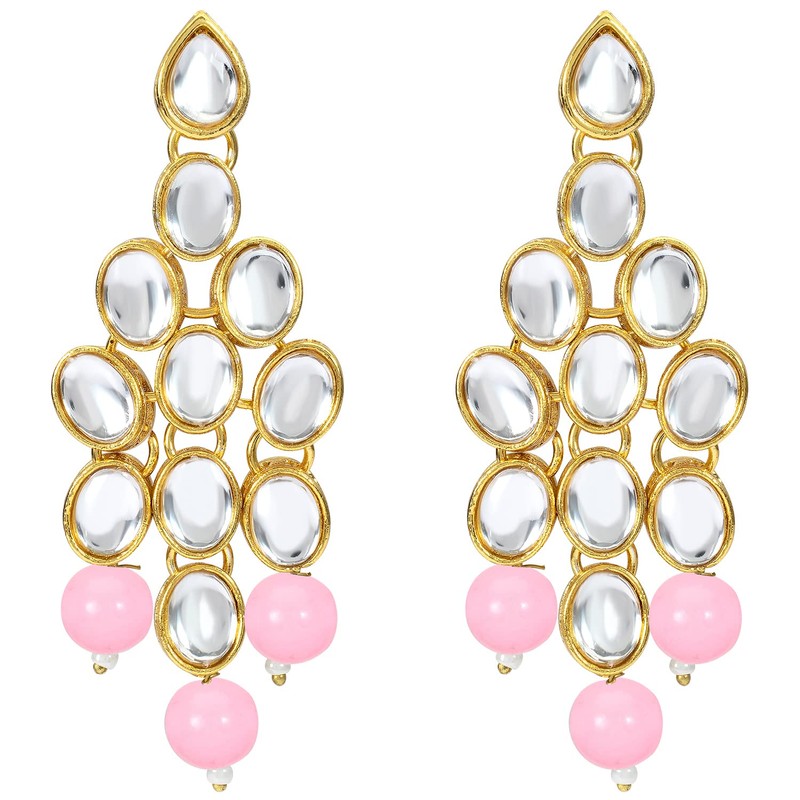 Aheli Kundan Pearl Long Multi Layered Collar Pendientes Set Joyería