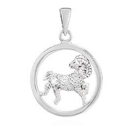 NKlaus 15mm pendant Aries 925 silver white topaz real zodiac with birthstone 14170