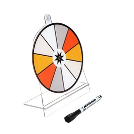 iobiotio Small Prize Wheel with Pen, 6 inch Spinning Wheel for Prizes with Stand, 10 Slots Color Small Tabletop Roulette Spinner, Easy Assembly and Erasable, Portable, 6 inch, Arylic Clear