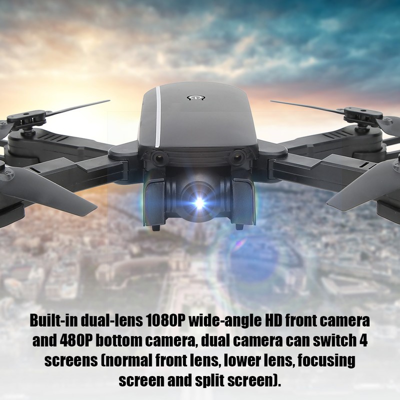 1808 Foldable Black WiFi FPV 1080P Camera Optical Flow Positioning