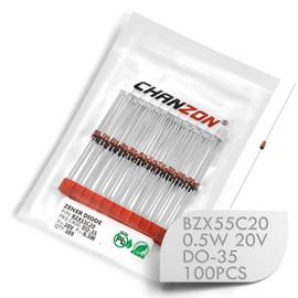 (Pack of 100 Pieces) Chanzon BZX55C20 (1N5250B) Zener Diode 0.5W 20V DO-35 (DO-204AH) Axial Diodes 0.5 Watt 20 Volt