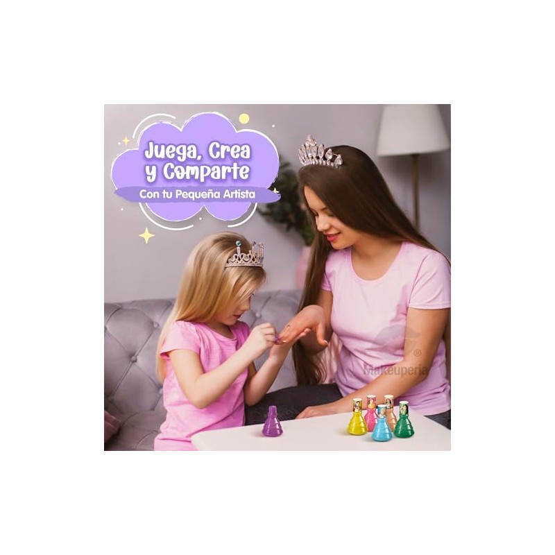 MAKEUPERIA Set de Esmaltes Infantiles de Princesas a Base de