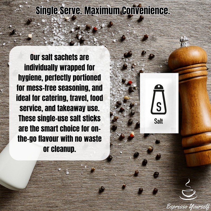 250 Salt Sachets – Individually Wrapped Table Salt Packets –
