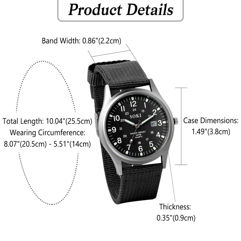 Men's Watch Seiko Watch Waterproof Luminous Arabic Numerals Simulation Military