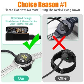 AGVEE 3.3ft Angled Replacement Charger Cable for Coros Smartwatch, 90 Degree Braided Cord for Coros Pace 3/Pace 2/Apex 2 Pro/Apex 2/Apex/Vertix 2/Vertix, Black