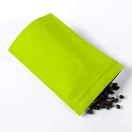 QQ Studio Lime Green Foil Coffee Packaging Bags with Zipper Seal and Degassing Valve for Coffee Beans Packaging Pouch (50, 4oz)