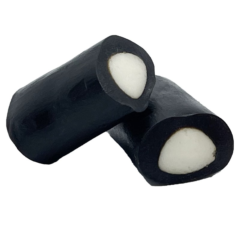 Fruidles Black Licorice Rockies with White Center Cream Filling (Half-Pound)
