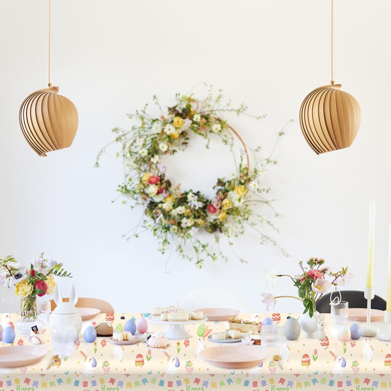 2pcs Easter Tablecloth, 107.87x53.94 Inch Plastic Easter Party Table Cloth