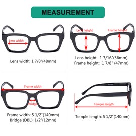 Eyekepper 4 Pack Ladies Reading Glasses - Oversized Square Design Readers for Women Black
