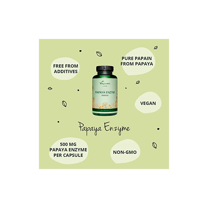 Papaya Enzyme Vegavero® | 1500mg Papain | 100% Natural: Carica