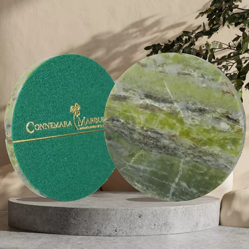IRISH SET OF 4 CONNEMARA MARBLE ROUND COASTERS 3 3/4"