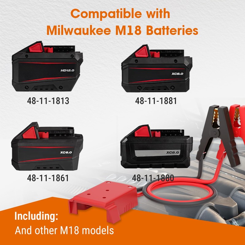 Mayspare Jumper Cables for Car with Adapter Compatible with Milwaukee