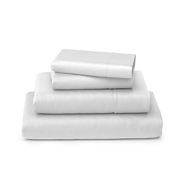 Cosy House Collection Luxury Bamboo Sheets - 4 Piece Bedding Set - Bamboo Viscose Blend - Soft, Breathable, Deep Pocket - 1 Fitted Sheet, 1 Flat, 2 Pillow Cases - Queen, White