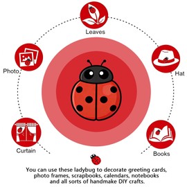 200 PCS Mini Wooden Ladybugs Decor, Self-Adhesive Bug Stickers for DIY Crafts Scrapbooking Gardening Micro Landscape Home Party Decoration
