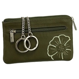 Leather Key Case Key Case Key Folder Key Bag with Zip Compartment Various Colours, olive, Formal