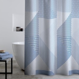 Catherine Lansfield Larsson Geo 180x180cm Shower Curtain Panel Blue