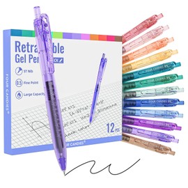 Four Candies Pastel Gel Ballpoint Pen, Black, 0.5, Set of 12, Retractable Type, Cap, Stylish, Easy to Write, Cute, Stationery, Junior High School Students, Black Ink