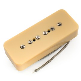 Musiclily Pro P90-MHA Alnico 5 High Output P90 Soapbar Pickup Single Coil Bridge Pickup for Electric Guitar, Cream