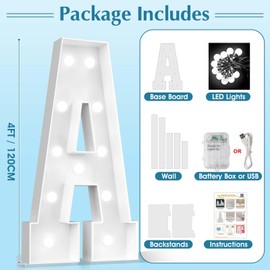 Ledido 4FT Marquee Light Up Letters, Cool White Light Up Letters Large Marquee Letter for Party Decorations, Mosaic Letter M for Balloons, Wedding Birthday Graduation Decor