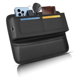 COROTC Car Seat Gap Filler Organizer, Leather Car Seat Organizer Front Seat With 2 USB Cable Hole, Car/SUV/RV Universal Car Gap Filler Organizer, Car Seat Storage Box For Phone,Key,Glasses