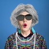 5 Pack Grey Old Lady Wig Granny Glasses Sequin Long