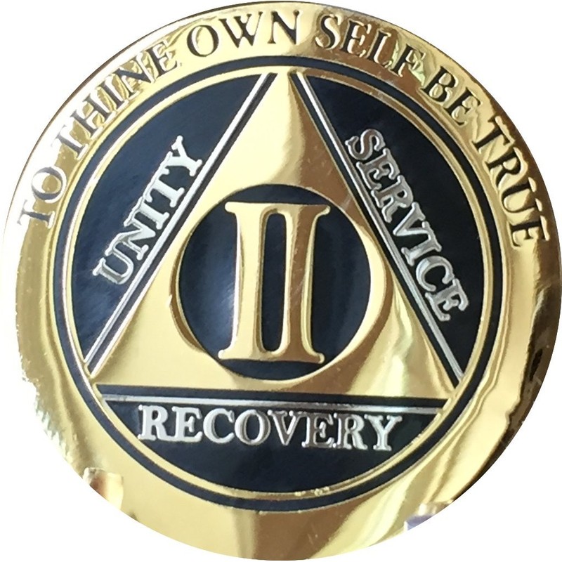 2 Year AA Medallion Elegant Black Gold Silver Plated Bi-Plate