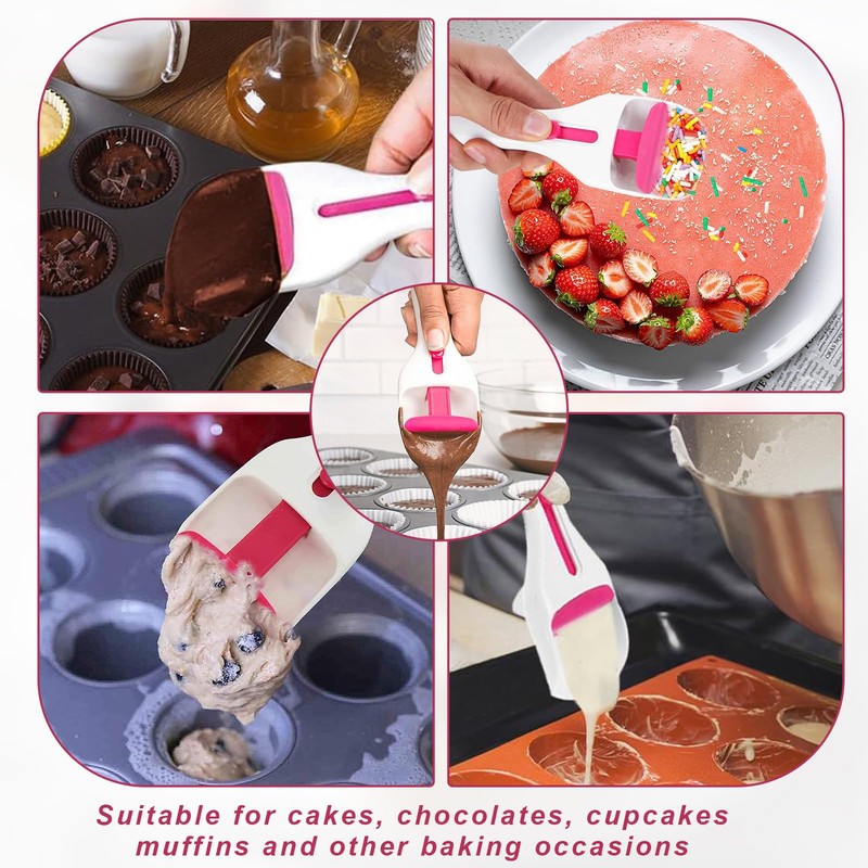 2 pcs Cupcake Scoop,Cupcake Scoop Batter Dispenser,Cupcake Batter Dispenser,One Click
