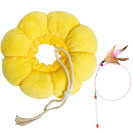 SiumPklay ​Cat Cone Collar Soft​ - Sunflower ​Soft Cat Cone​cat collar Recovery Collar for Cats to Stop Licking, Biting & Scratching Wounds (20cm, Yellow)