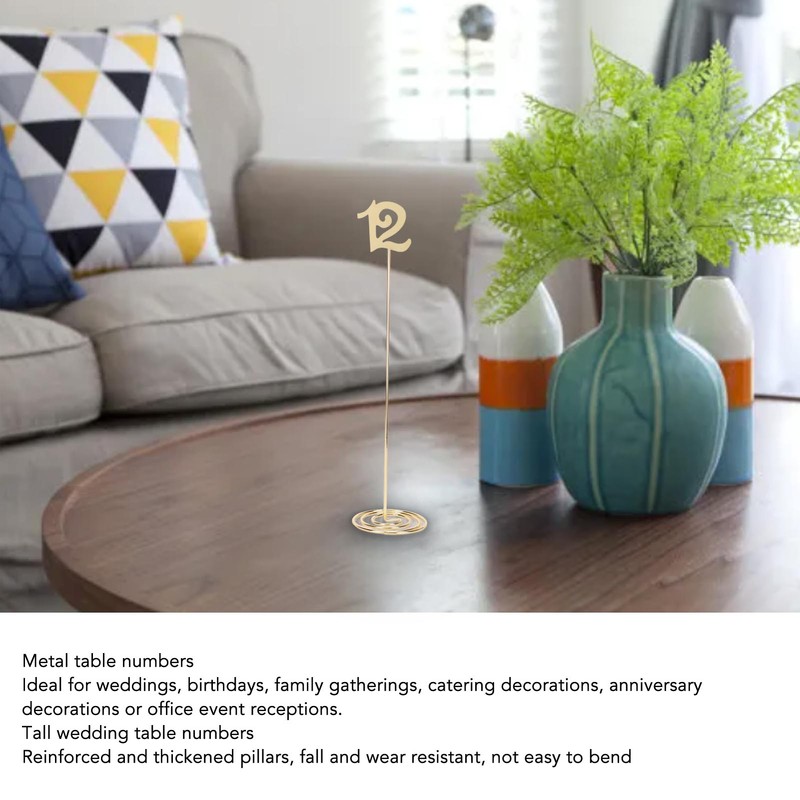 6pcs Metal Wedding Table Numbers Rust Prevention Thickened Tall Table
