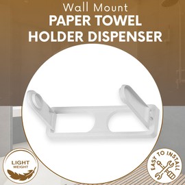 Bistras Wall Mount Paper Towel Holder Dispenser for Kitchen and Bath, Vertical or Horizontal Mount, Under Cabinet Includes 2 Screws (2 Pk White)