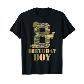 8th Birthday Military Themed Camo Boys 8 Years Old Soldier T-Shirt