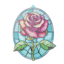 Ideen mit Herz Diamond Painting Window Picture | Glass Art Look | Decoration & DIY | Material: PET (Rose)
