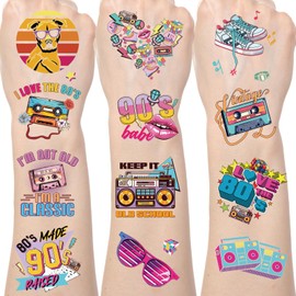 Yoyuspy 80s 90s Temporary Tattoos - 200+ 80s 90s Party Decorations Favors Supplies Take Me Back 1980s 1990s Vintage Tattoo stickers Gifts Retro Theme Birthday Party Decoration Decor Prizes Rewards