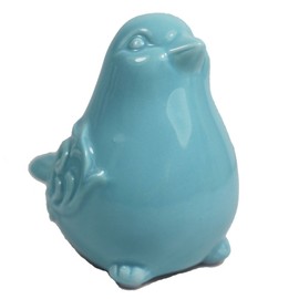 KiaoTime French Garden Cottage Blue Ceramic Bird Figurine, Statue, Sculpture Home Garden Wedding Decor