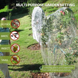 2 Packs Large Fruits Tree Netting Bag with Zipper, 5.9 X 6.6 FT Garden Netting for Plant Protection, Bird Net for Blueberry Bushes Plant Covers Tomato Cover from Insects Bugs Squirrel Animals