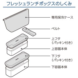 Thermos DSA-605W GNV 2-Tier Slim Fresh Lunch Box, 21.8 fl oz (635 ml), Gray Navy