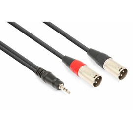 Vonyx Signal Cable 3.5 mm Stereo Jack - 2x XLR for Smartphone and Laptop - 1.5 m