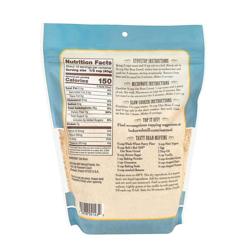 Bob's Red Mill Cereal Oat Bran, 18-Ounce (Pack of 3)