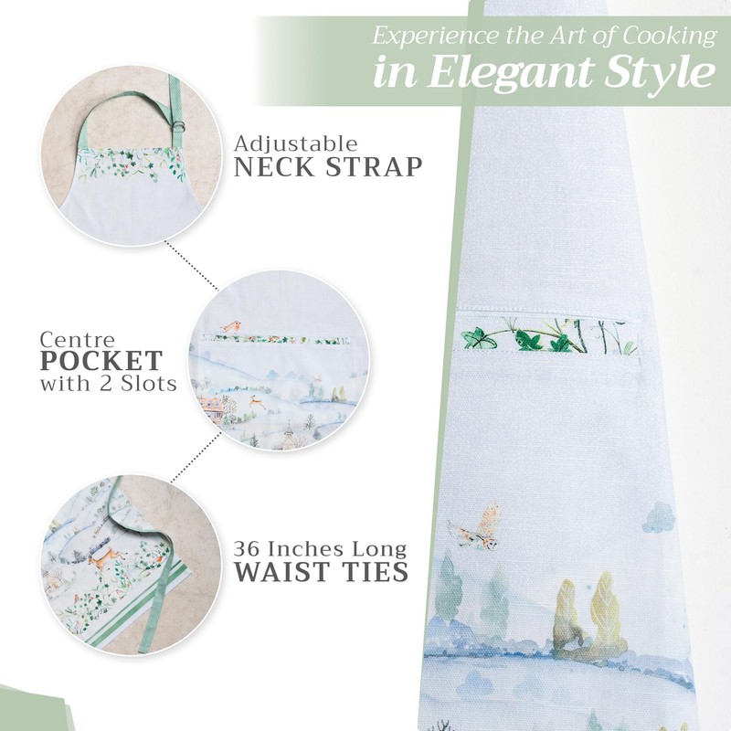 Maison d' Hermine Apron for women with Pocket 100% Cotton