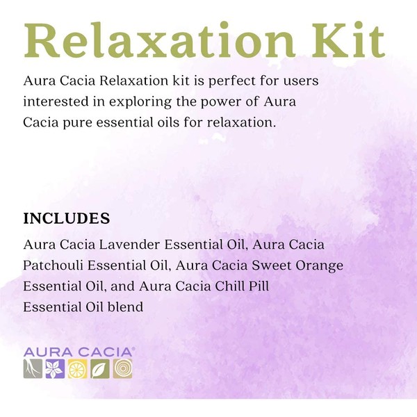Aura Cacia Relaxation Kit | GC/MS Tested for Purity | 4 Bottles 7.4ml (0.25 fl. oz.)