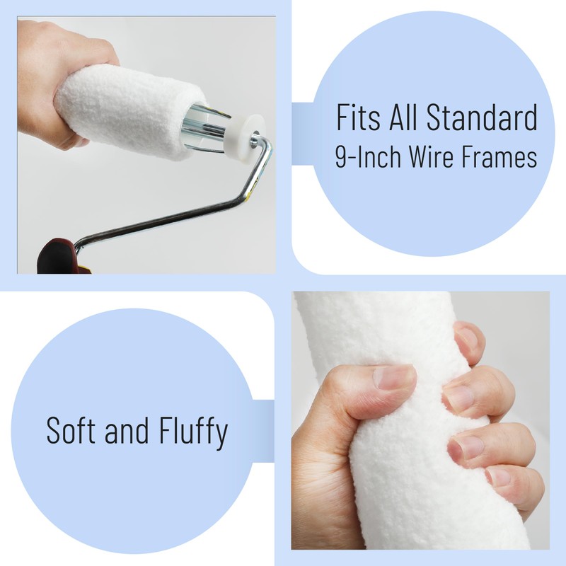 Bates- Paint Roller Covers, 9", 5 Pack, White, Covers for