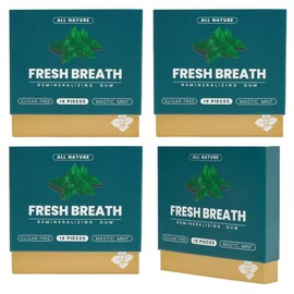 Remineralizing Chewing Gum - Frankincense Mint Flavor - All Natural Mastic Mint Gum, Sugar-Free, Fresh Breath (4-Pack)