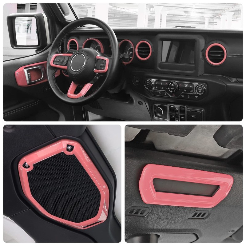 Jeliker for Wrangler JL Interior Trim Kit Pink Dashboard for