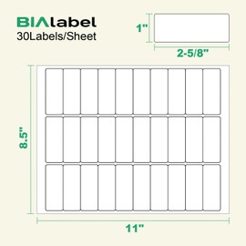 3000 Labels 30-Up 1" x2-5/8 Shipping Address Barcode Labels for Laser & Inkjet Printers, 100 Sheets, White, Permanent Adhesive
