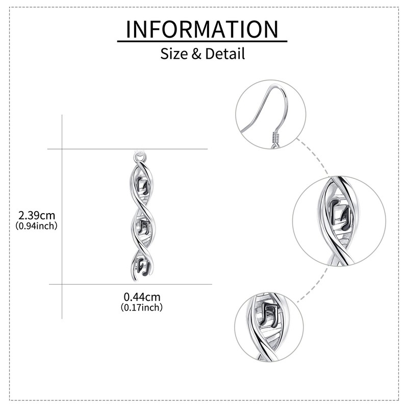 DNA Earrings Sterling Silver DNA Dangle Earring Science Earrings Music