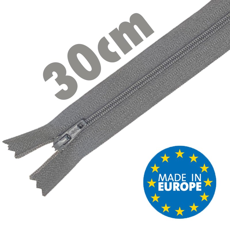 MARARDI [Pack 5] Zippers [Grey] Nylon [30 cm] Sewing and