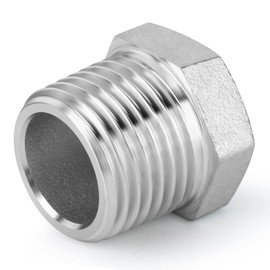 TAISHER 10PCS 304 Stainless Steel Reducer Hex Bushing, 1/4" NPT Male x 1/8" NPT Female, Reducing Pipe Adapter Fitting