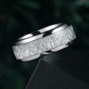 King Will METEOR Mens 8mm Silver Tungsten Carbide Meteorite Inlay
