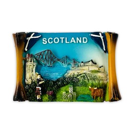LILAJ Scottish Fridge Magnets Resin Souvenirs Featuring Edinburgh Castle, Saltire Flag, Thistle, Bagpiper, Highland Cow (Heilan’ Coo), Scottie & Westie Dogs – Scotland Gift Set - 6
